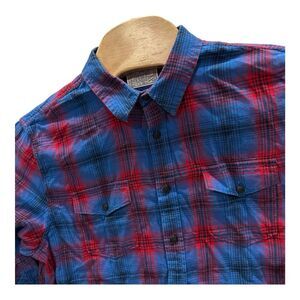 Lucky Brand Flannel Shirt Mens Large Blue‎ Plaid Button Up Indigo Made in India